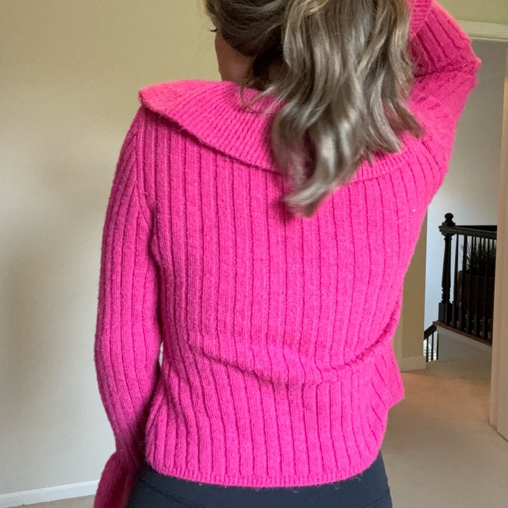 Vici Pink Ruffled Tie Front Sweater - Picture 5 of 8